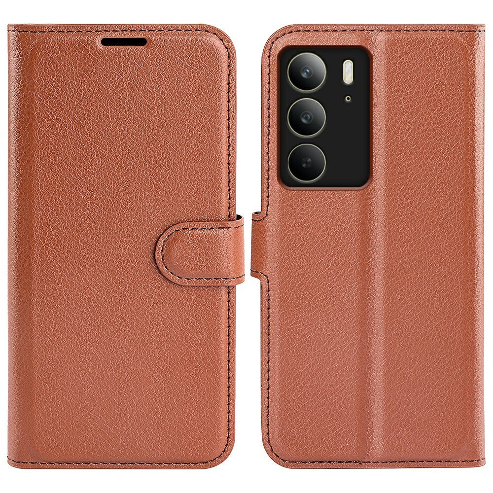 Realme C75 - EIDERWOOD Faux Leather Flip Cover m. Kortholder og stativfunksjon - brun