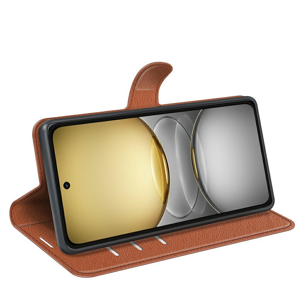 Realme C75 - EIDERWOOD Faux Leather Flip Cover m. Kortholder og stativfunksjon - brun