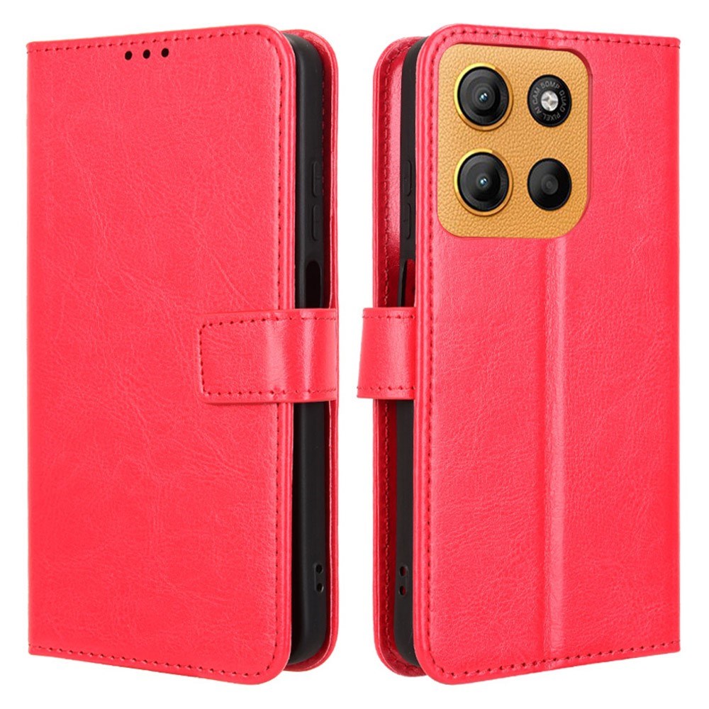 Motorola Moto G15 / G15 Power - EIDERWOOD Faux Leather Flip Cover m. Stropp - Rød