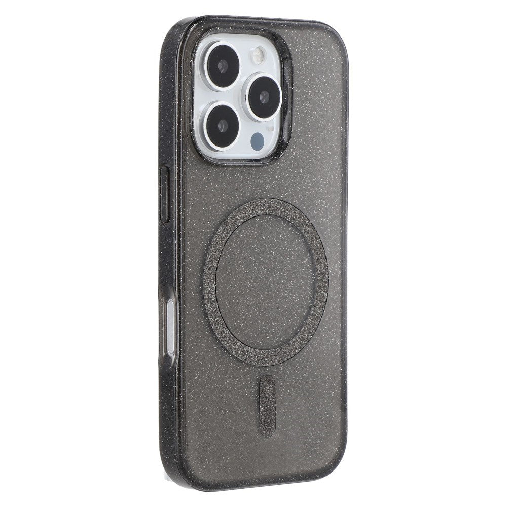 iPhone 16 Pro - EIDERWOOD Plast Glitter Deksel - MagSafe kompatibel - Svart