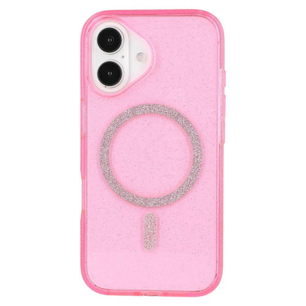 iPhone 16 Plus - EIDERWOOD Plast Glitter Deksel - MagSafe kompatibel - Rosa