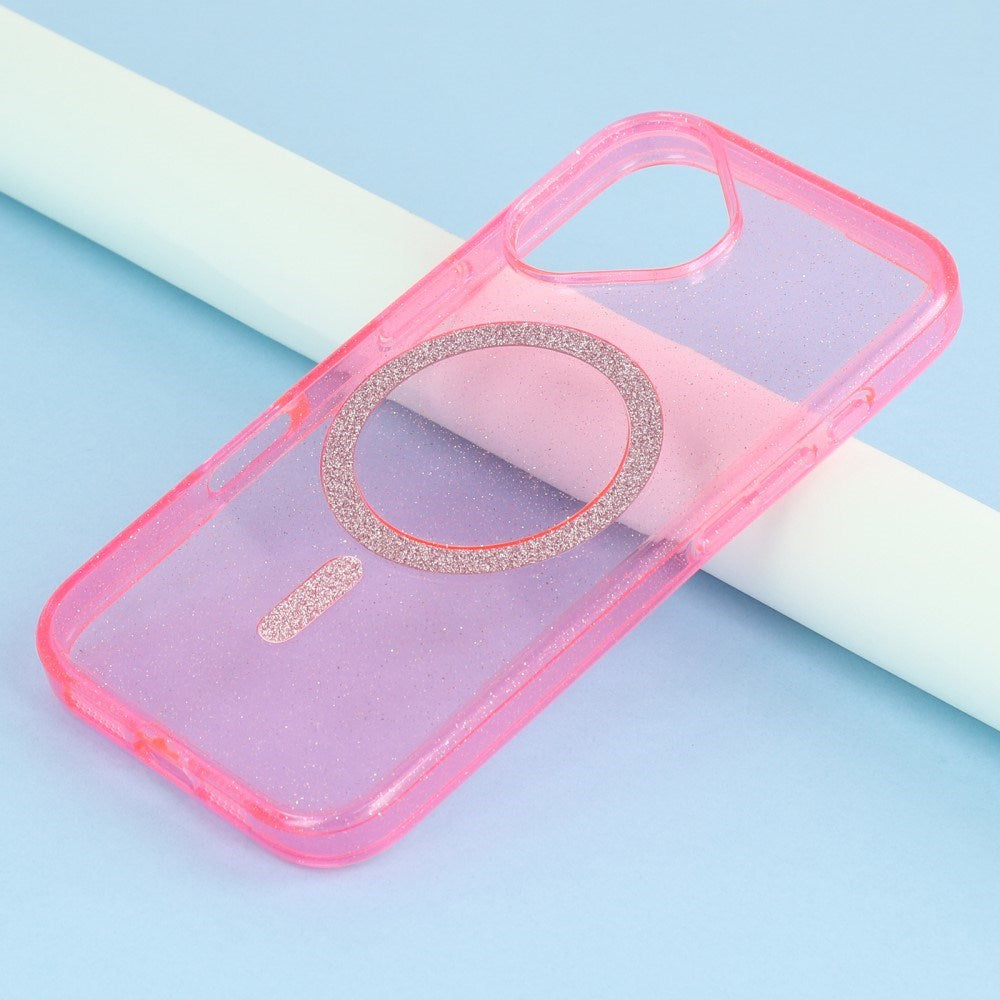 iPhone 16 Plus - EIDERWOOD Plast Glitter Deksel - MagSafe kompatibel - Rosa