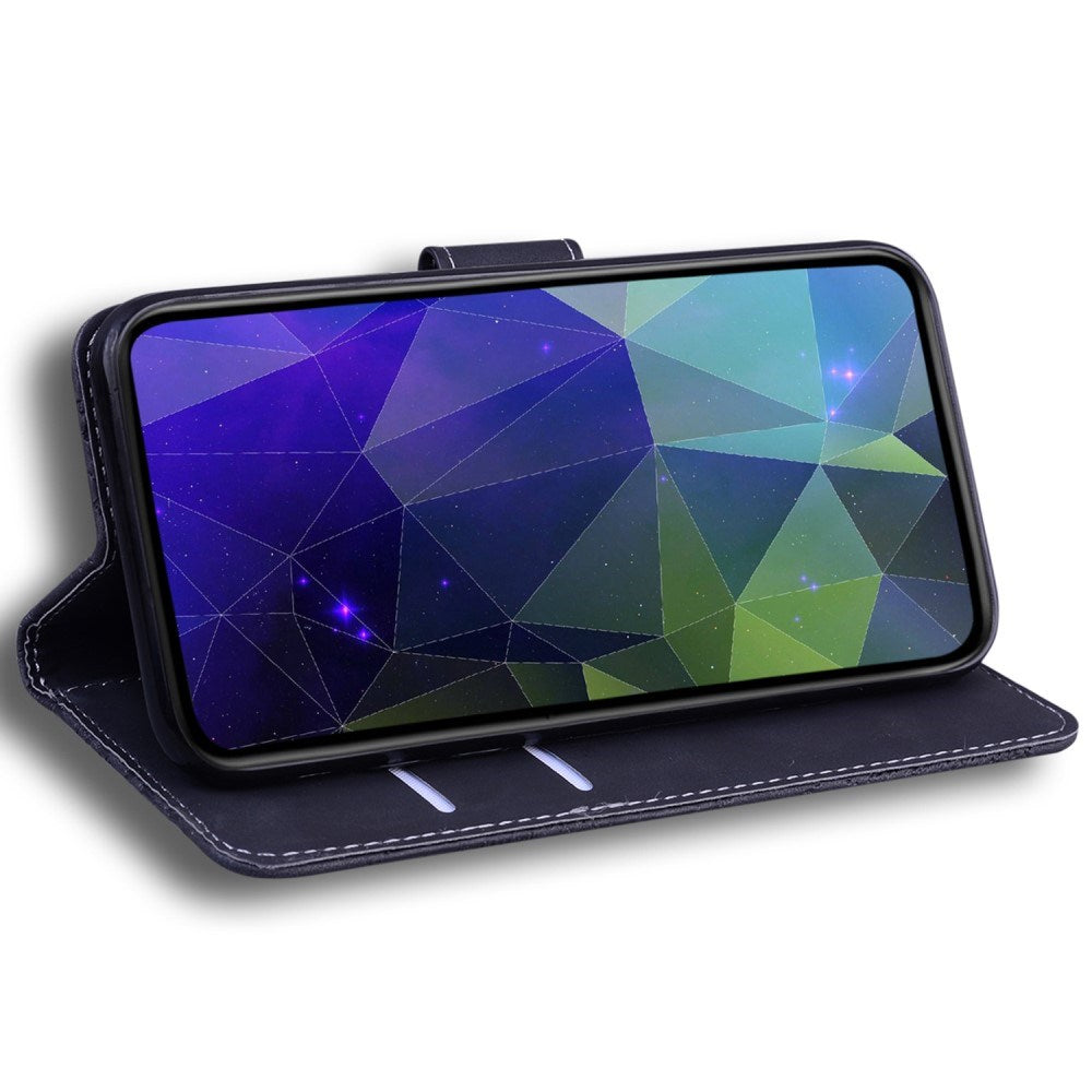 Motorola Moto G15 - EIDERWOOD Faux Leather Flip Cover m. Kortholder og stativfunksjon - svart