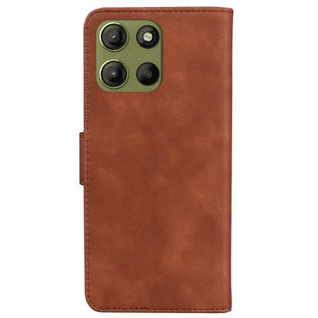Motorola Moto G15 - EIDERWOOD Faux Leather Flip Cover m. Kortholder og stativfunksjon - brun
