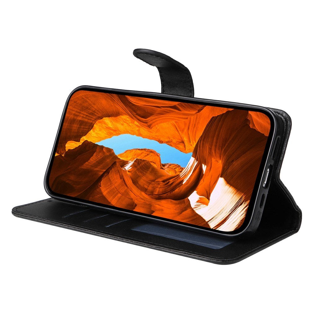 Motorola Moto E14 (4G) / G04 (4G) / G04s (4G) / G24 (4G) - EIDERWOOD Faux Leather Flip Cover m. Stropp - Svart