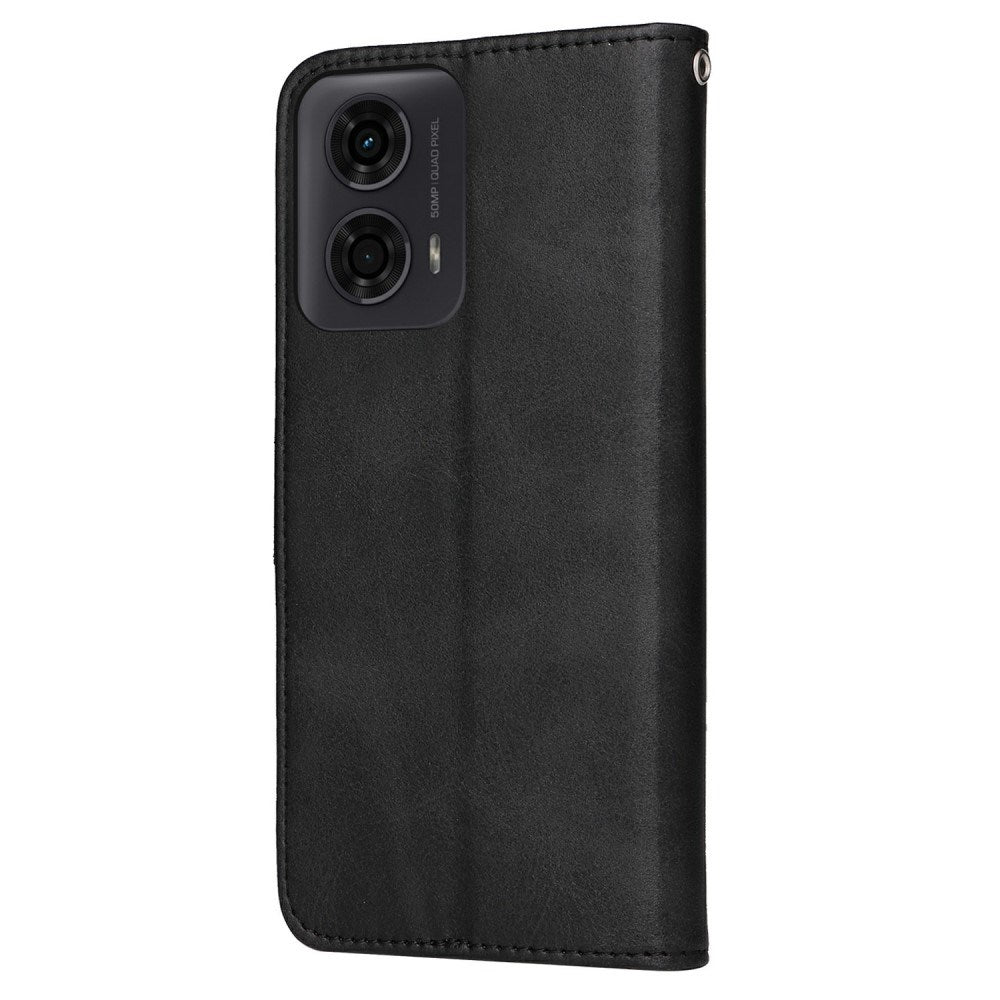 Motorola Moto E14 (4G) / G04 (4G) / G04s (4G) / G24 (4G) - EIDERWOOD Faux Leather Flip Cover m. Stropp - Svart