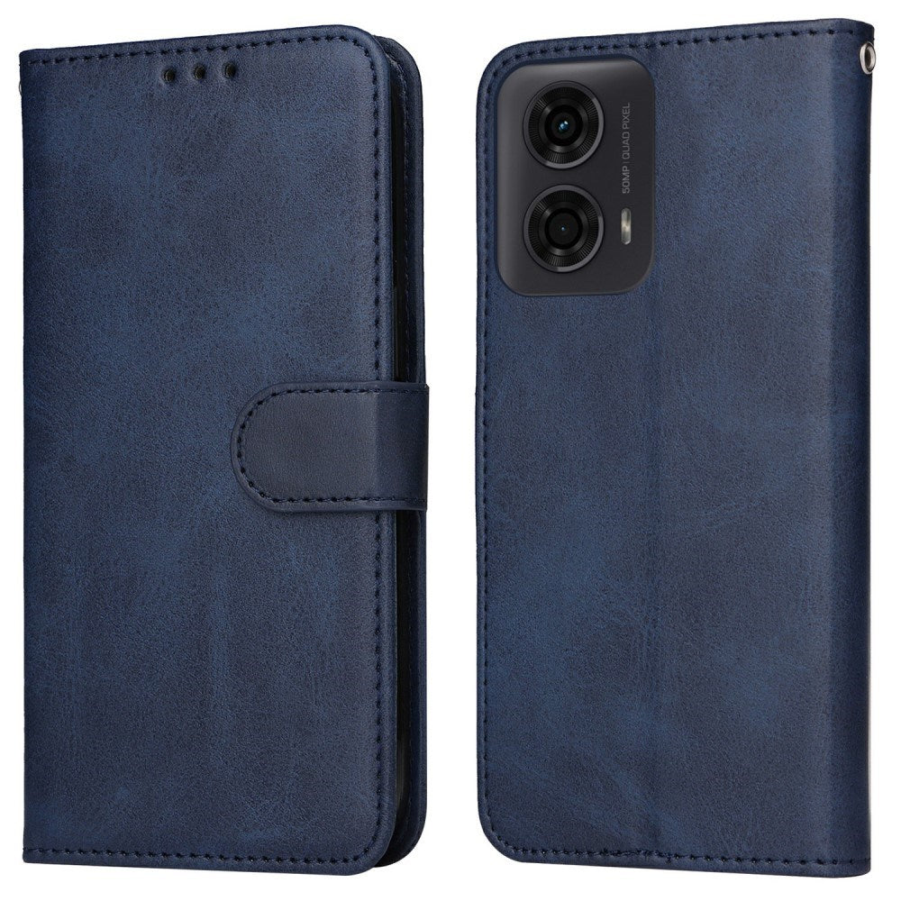 Motorola Moto E14 (4G) / G04 (4G) / G04s (4G) / G24 (4G) - EIDERWOOD Faux Leather Flip Cover m. Stropp - Blå