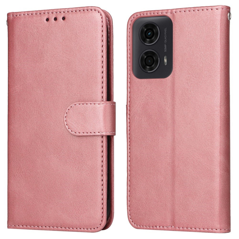 Motorola Moto E14 (4G) / G04 (4G) / G04s (4G) / G24 (4G) - EIDERWOOD Faux Leather Flip Cover m. Stropp - Rosa