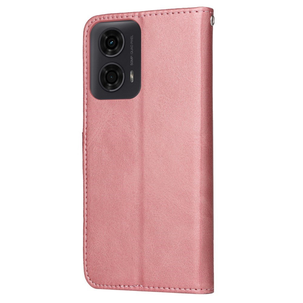 Motorola Moto E14 (4G) / G04 (4G) / G04s (4G) / G24 (4G) - EIDERWOOD Faux Leather Flip Cover m. Stropp - Rosa