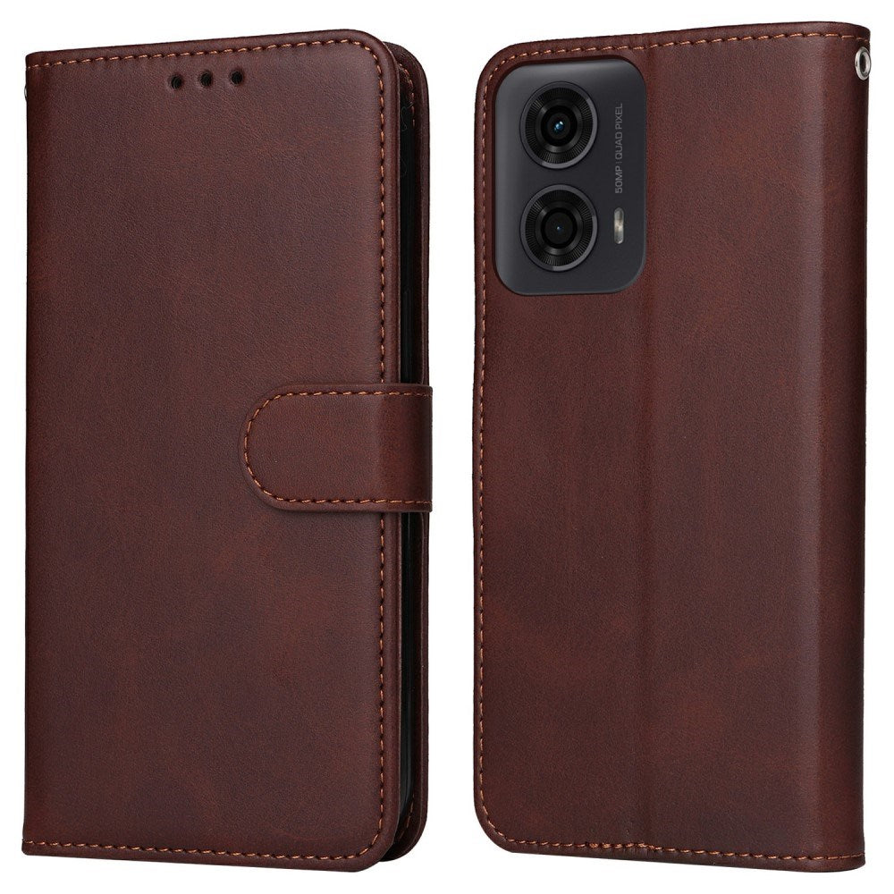 Motorola Moto E14 (4G) / G04 (4G) / G04s (4G) / G24 (4G) - EIDERWOOD Faux Leather Flip Cover m. Stropp - Brun