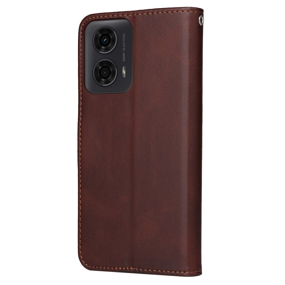 Motorola Moto E14 (4G) / G04 (4G) / G04s (4G) / G24 (4G) - EIDERWOOD Faux Leather Flip Cover m. Stropp - Brun