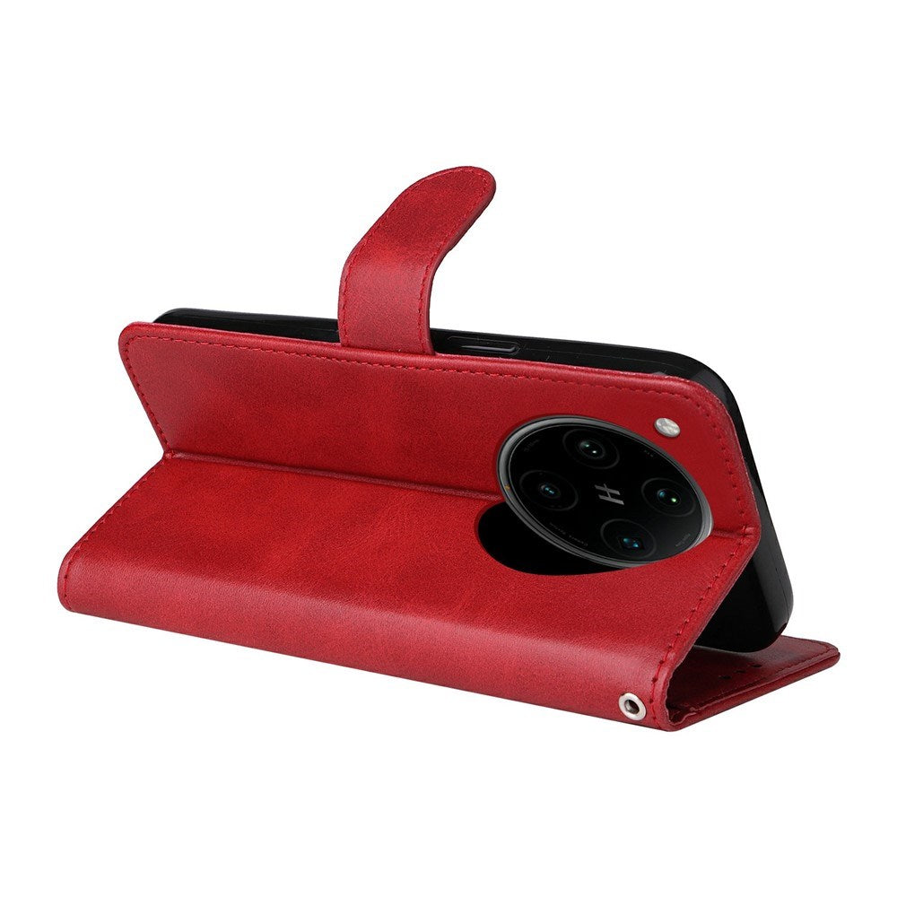 Motorola Edge 60 Neo / 50 Neo / ThinkPhone 25 EIDERWOOD Kunstlæder Flip Cover - Strop - Rød