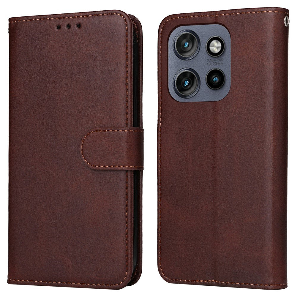 Motorola Edge 60 Neo / 50 Neo / ThinkPhone 25 EIDERWOOD Kunstlæder Flip Cover - Strop - Brun