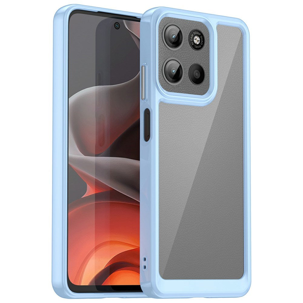 EIDERWOOD Motorola Moto G15 / G05 / E15 Hybrid plastbakdeksel - gjennomsiktig / blå kant