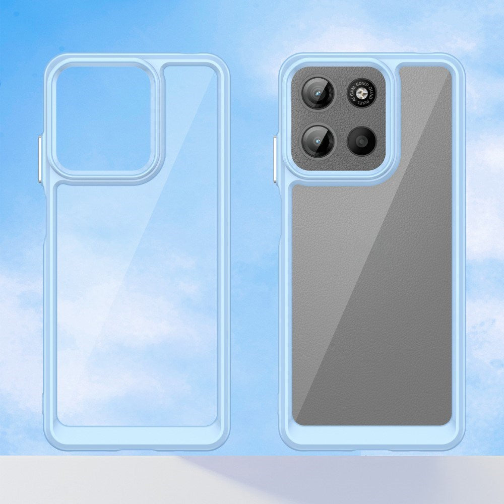 EIDERWOOD Motorola Moto G15 / G05 / E15 Hybrid plastbakdeksel - gjennomsiktig / blå kant