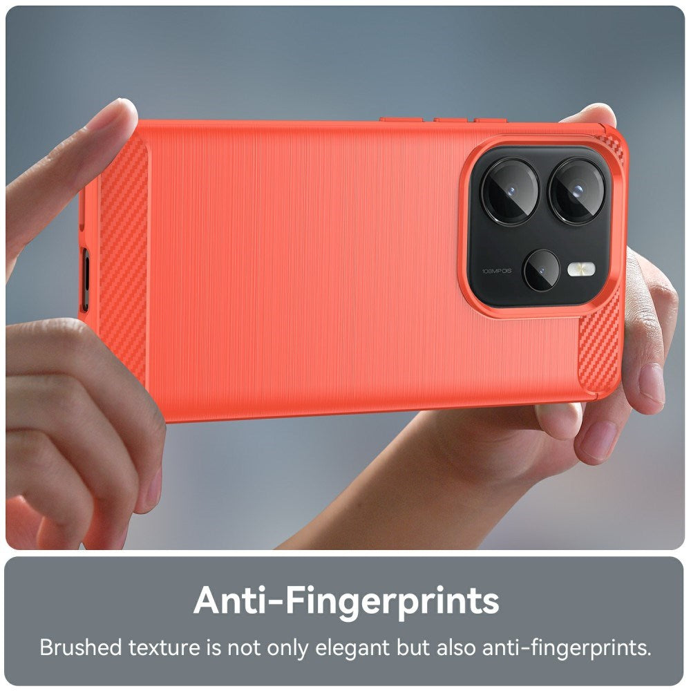 Xiaomi Redmi Note 14 (4G) - EIDERWOOD børstet karbonfiber fleksibelt plastdeksel - rød