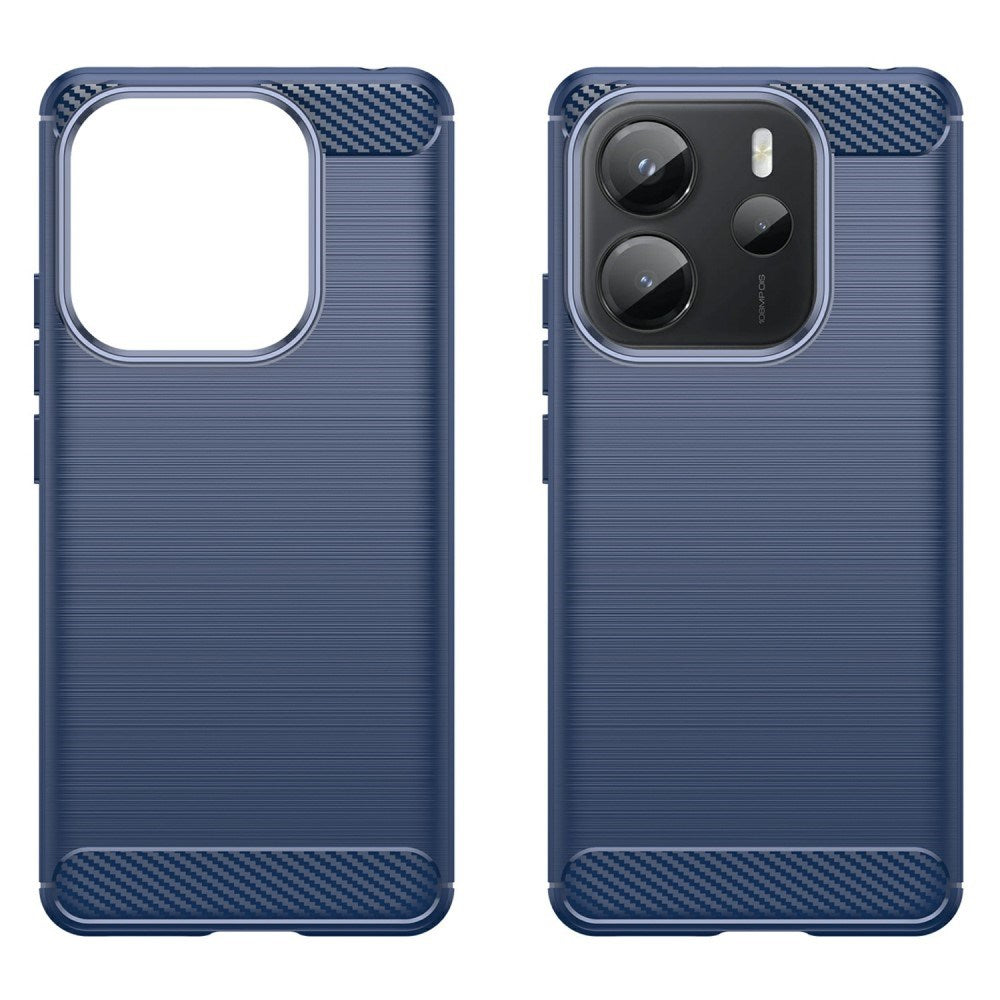 Xiaomi Redmi Note 14 (4G) - EIDERWOOD Brushed Carbon Fiber Fleksibelt Plastik Cover - Blå