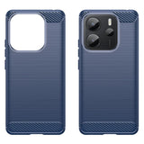 Xiaomi Redmi Note 14 (4G) - EIDERWOOD Brushed Carbon Fiber Fleksibelt Plastik Cover - Blå