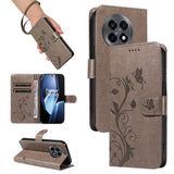 EIDERWOOD OnePlus 13R Flipcover med Indgraveret Motiv - inkl. Kortholder - Ståfunktion - Håndledsrem - Grå