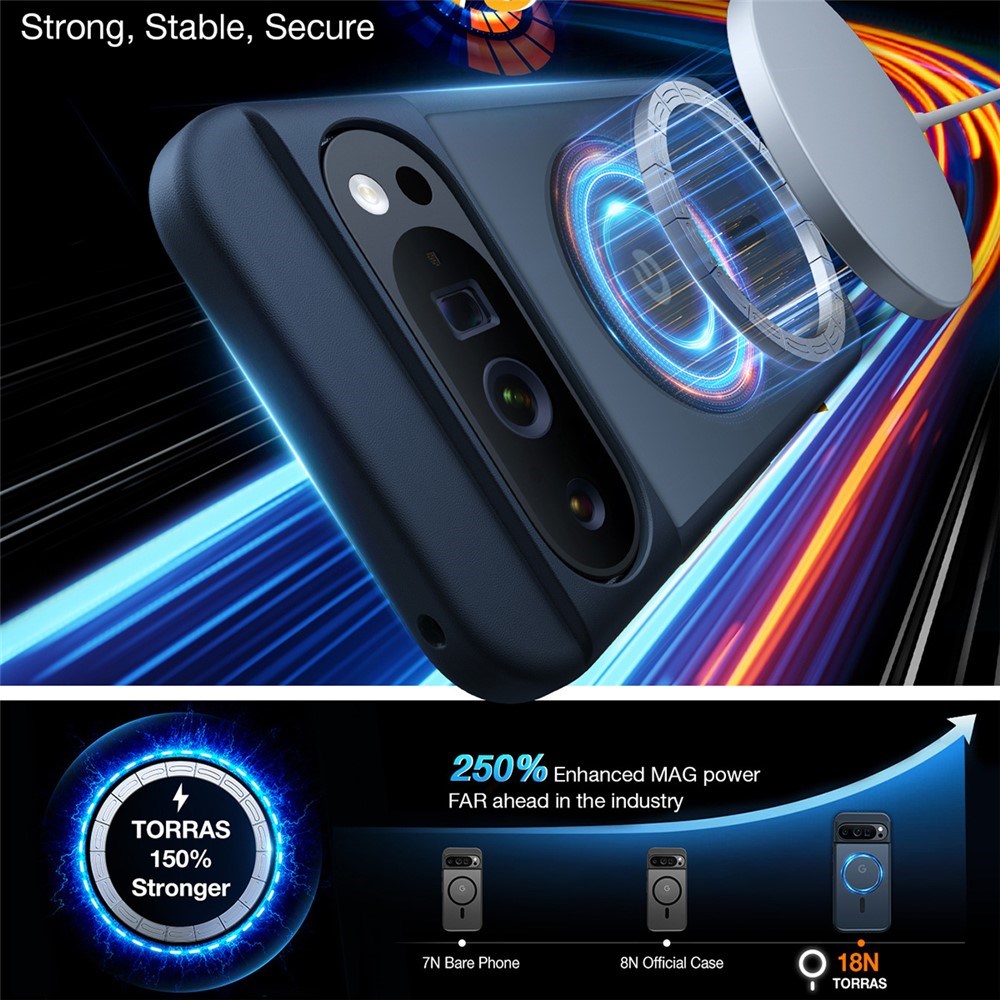 TORRAS Google Pixel 9 Pro XL Mat Mobil Cover - MagSafe Kompatibel - Gennemsigtig / Mørkeblå