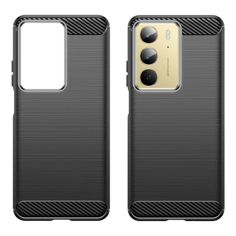 Realme C75 - EIDERWOOD børstet karbonfiber fleksibelt plastdeksel - svart
