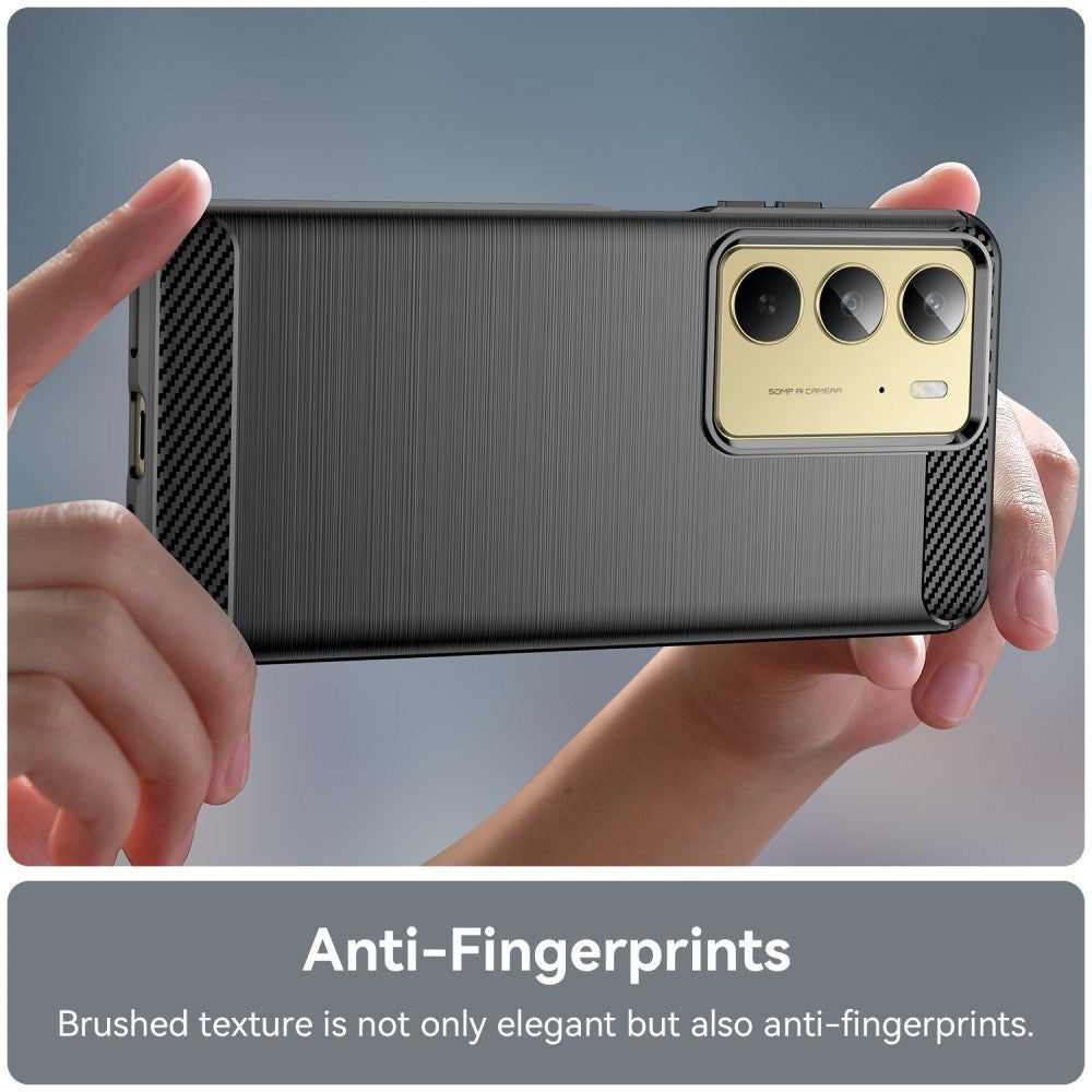 Realme C75 - EIDERWOOD børstet karbonfiber fleksibelt plastdeksel - svart