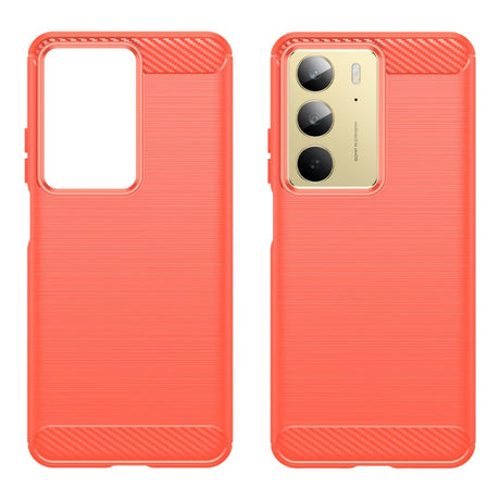 Realme C75 - EIDERWOOD børstet karbonfiber fleksibelt plastdeksel - rød