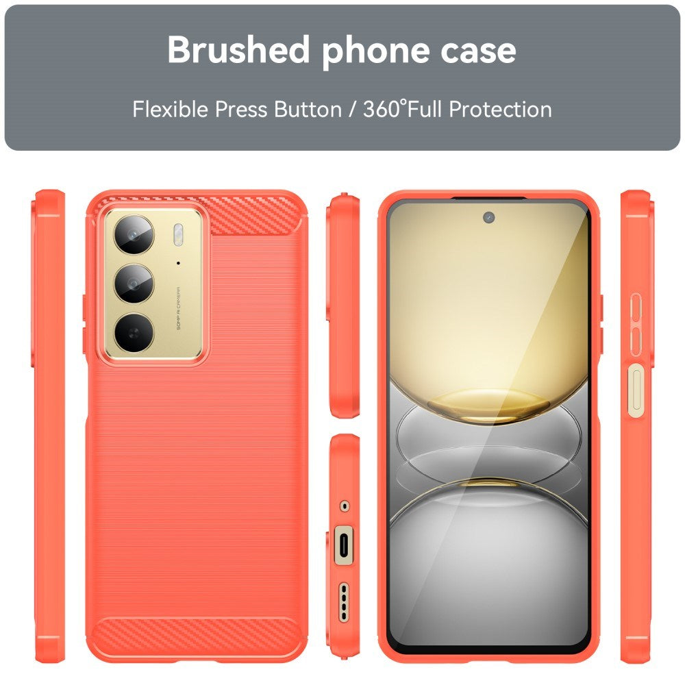 Realme C75 - EIDERWOOD børstet karbonfiber fleksibelt plastdeksel - rød