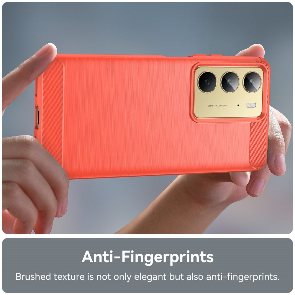 Realme C75 - EIDERWOOD børstet karbonfiber fleksibelt plastdeksel - rød