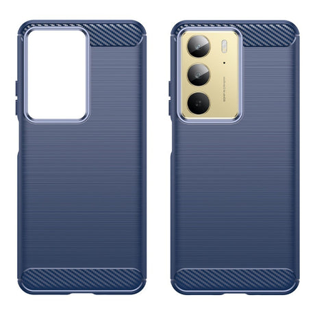Realme C75 - EIDERWOOD børstet karbonfiber fleksibelt plastdeksel - blå