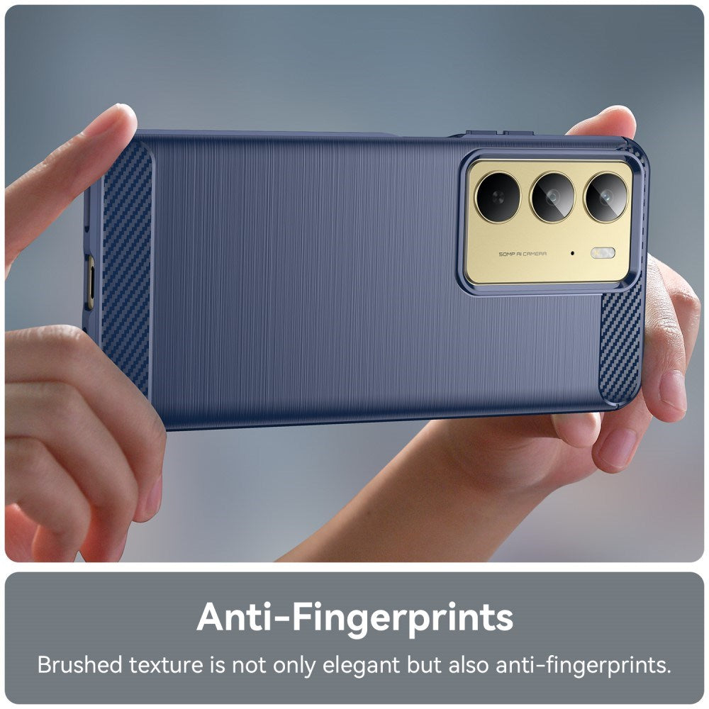 Realme C75 - EIDERWOOD børstet karbonfiber fleksibelt plastdeksel - blå