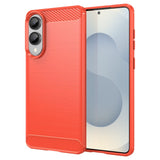 Samsung Galaxy S25 Edge - EIDERWOOD Brushed Carbon Fiber Fleksibelt Plastik Cover - Rød