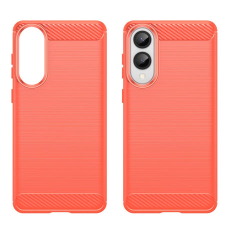 Samsung Galaxy S25 Edge - EIDERWOOD børstet karbonfiber fleksibelt plastdeksel - rød