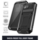 iPhone 17e / 16e R-JUST Hybrid Bagside Cover m. Indbygget Skærmbeskyttelse & Kickstand - Sort