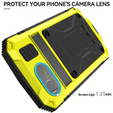 iPhone 17e / 16e R-JUST Hybrid Bagside Cover m. Indbygget Skærmbeskyttelse & Kickstand - Gul
