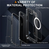 iPhone 17e / 16e Hybrid Plast Bagside Cover m. Skærmbeskyttelse - MagSafe Kompatibel - Gennemsigtig / Sort