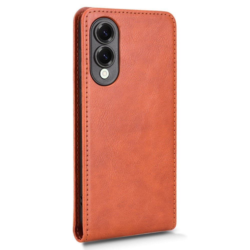 EIDERWOOD Samsung Galaxy S25 Edge Vertikalt Flip Case - Indbygget Kortholder - Orange