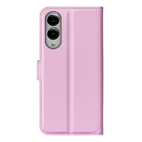 EIDERWOOD Samsung Galaxy S25 Edge Litchi Faux Leather Flip Cover inkl. Kortholder - Rosa