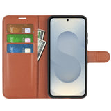 EIDERWOOD Samsung Galaxy S25 Edge Litchi Faux Leather Flip Cover inkl. Kortholder - Brun