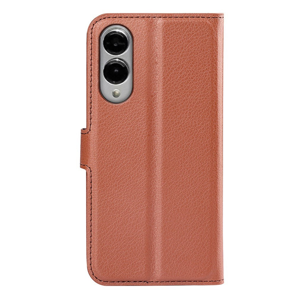 EIDERWOOD Samsung Galaxy S25 Edge Litchi Faux Leather Flip Cover inkl. Kortholder - Brun