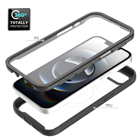 EIDERWOOD iPhone 16e 2-i-1 Bagside Cover med Indbygget Skærmbeskyttelse - Sort