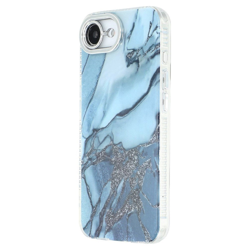 EIDERWOOD iPhone 16e Hybrid Bagside Cover m. Marmordesign - Blå