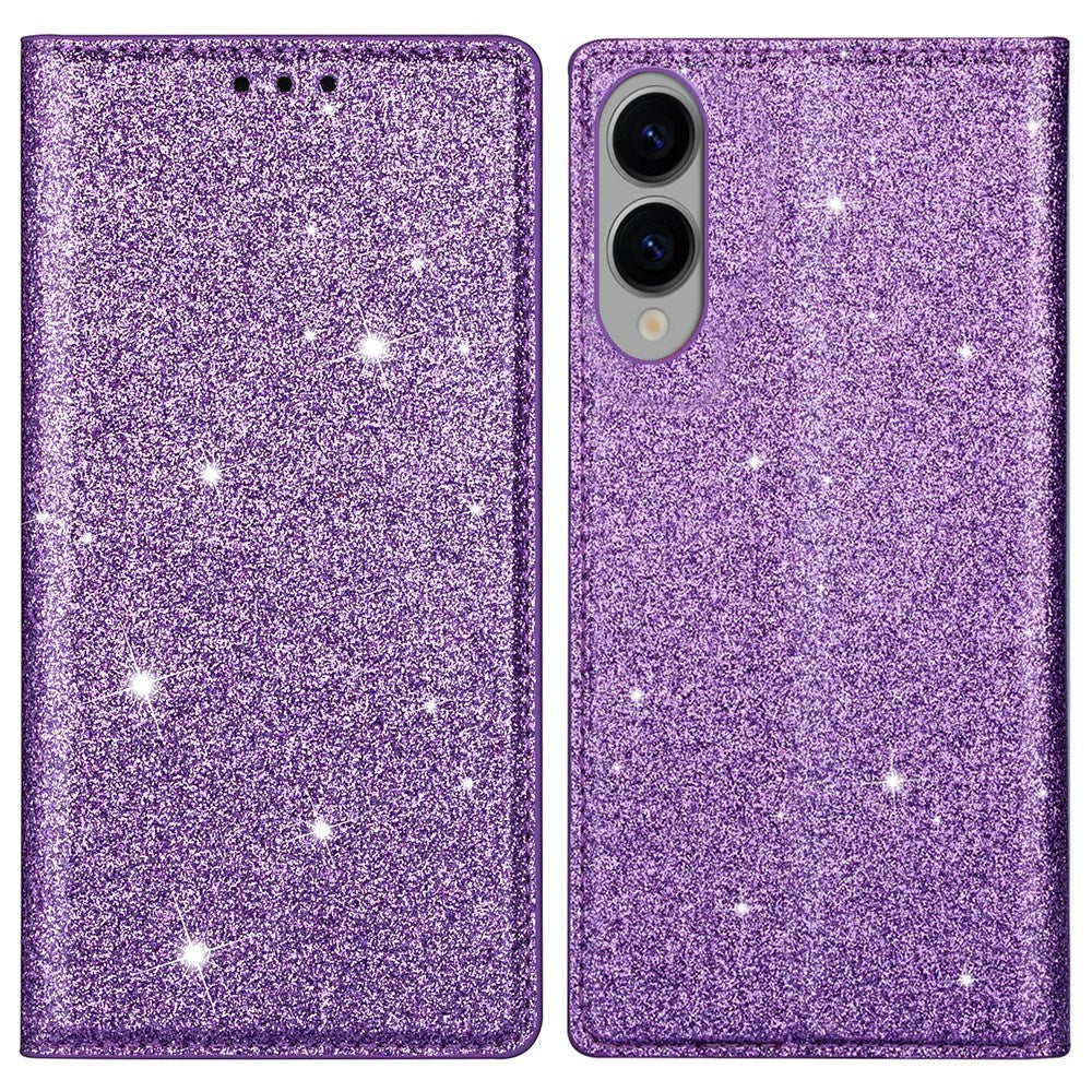 EIDERWOOD Samsung Galaxy S25 Edge Faux Leather Flip Cover m. Lommebok - Glitter - Lilla