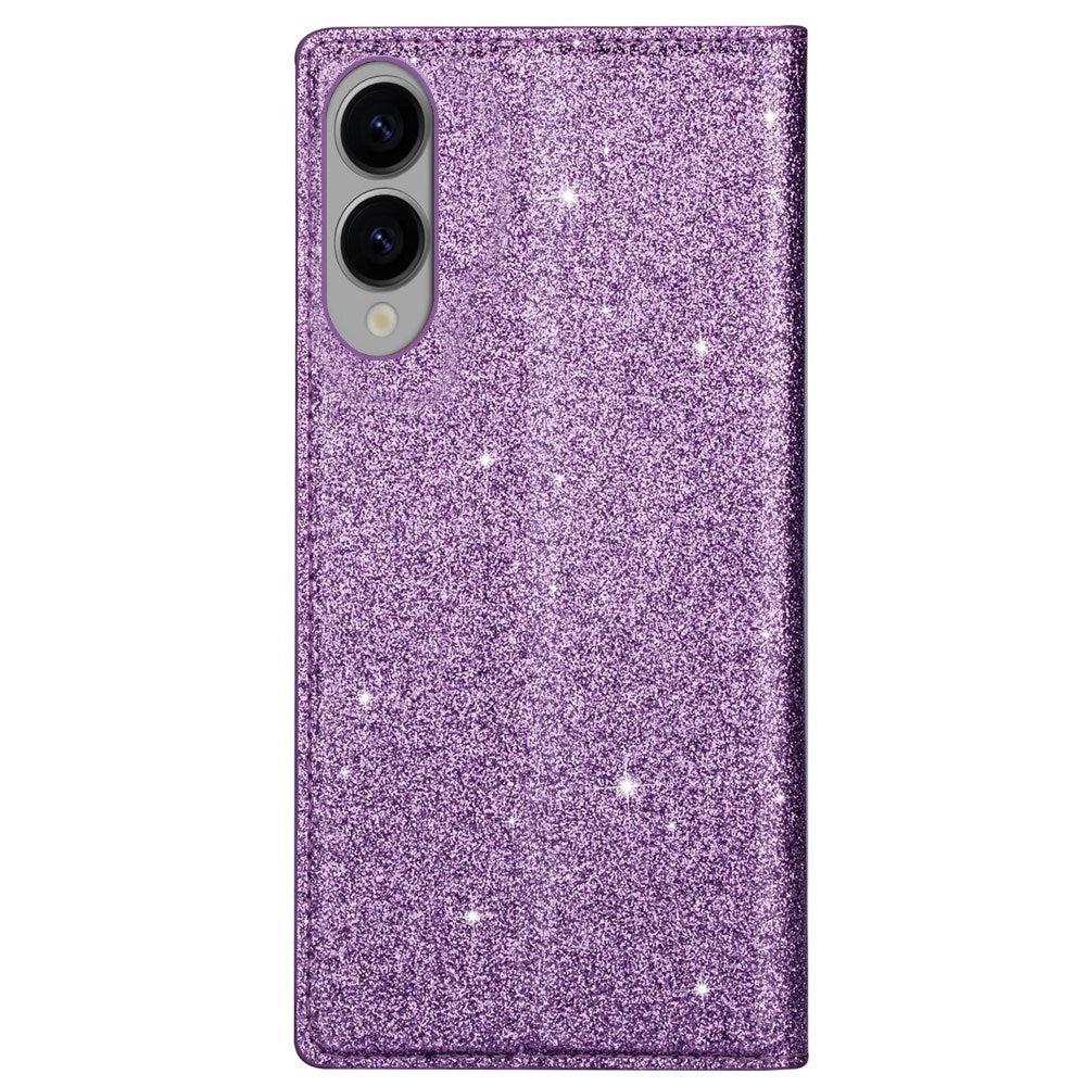 EIDERWOOD Samsung Galaxy S25 Edge Faux Leather Flip Cover m. Lommebok - Glitter - Lilla