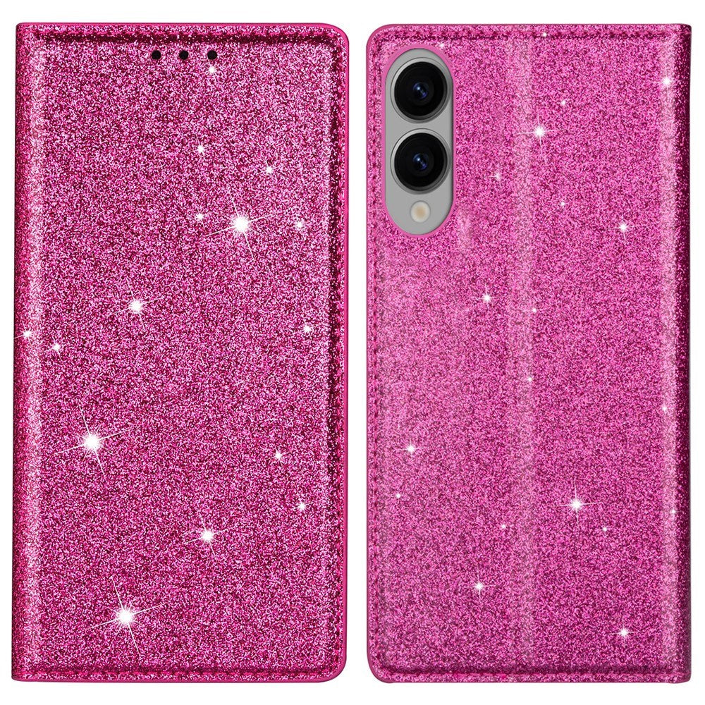 EIDERWOOD Samsung Galaxy S25 Edge Faux Leather Flip Cover m. Lommebok - Glitter - Rosa