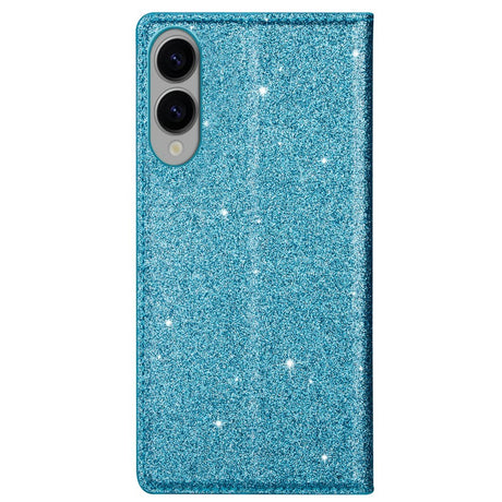 EIDERWOOD Samsung Galaxy S25 Edge Faux Leather Flip Cover m. Lommebok - Glitter - Blå