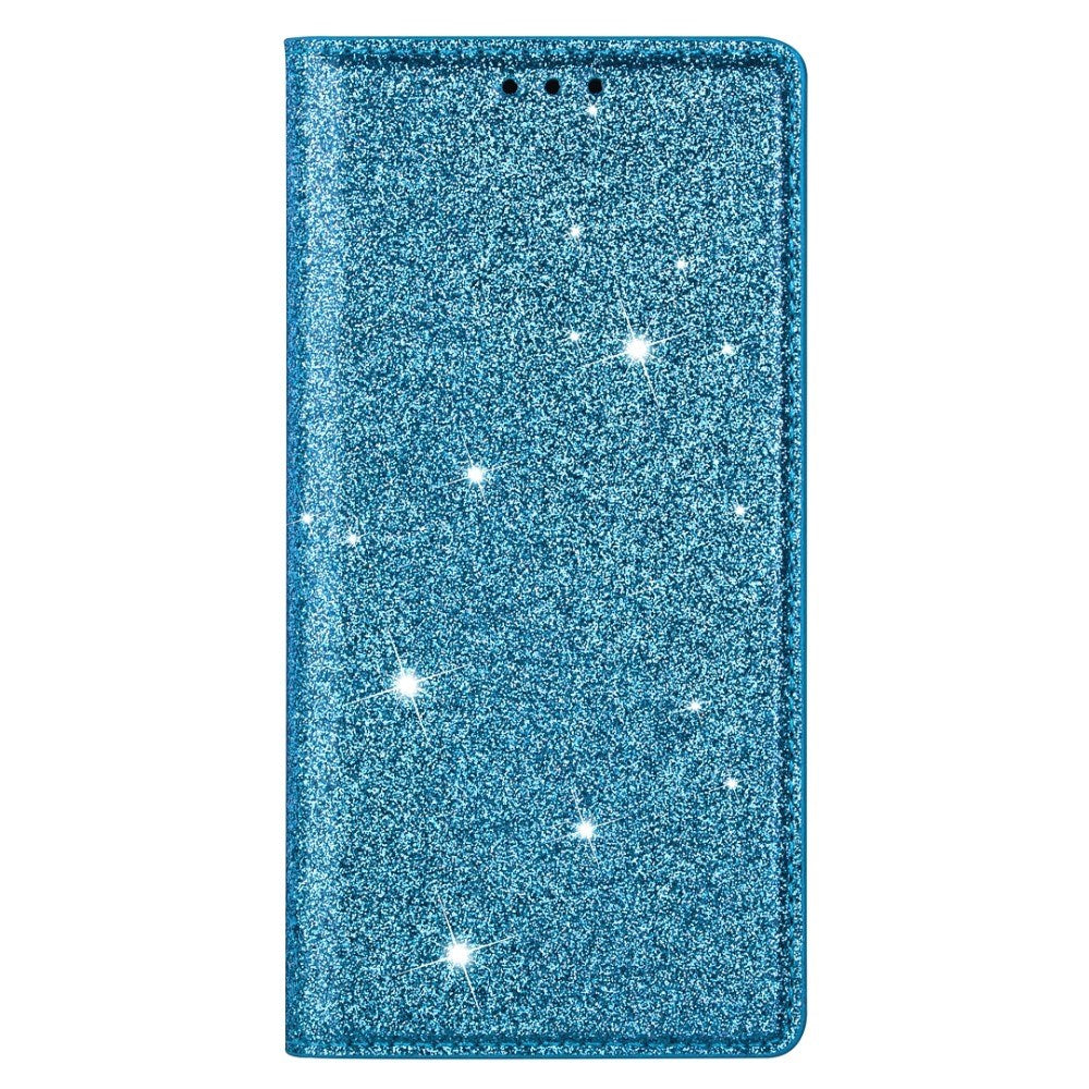 EIDERWOOD Samsung Galaxy S25 Edge Faux Leather Flip Cover m. Lommebok - Glitter - Blå