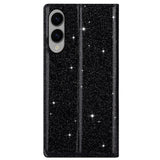 EIDERWOOD Samsung Galaxy S25 Edge Faux Leather Flip Cover m. Lommebok - Glitter - Sort