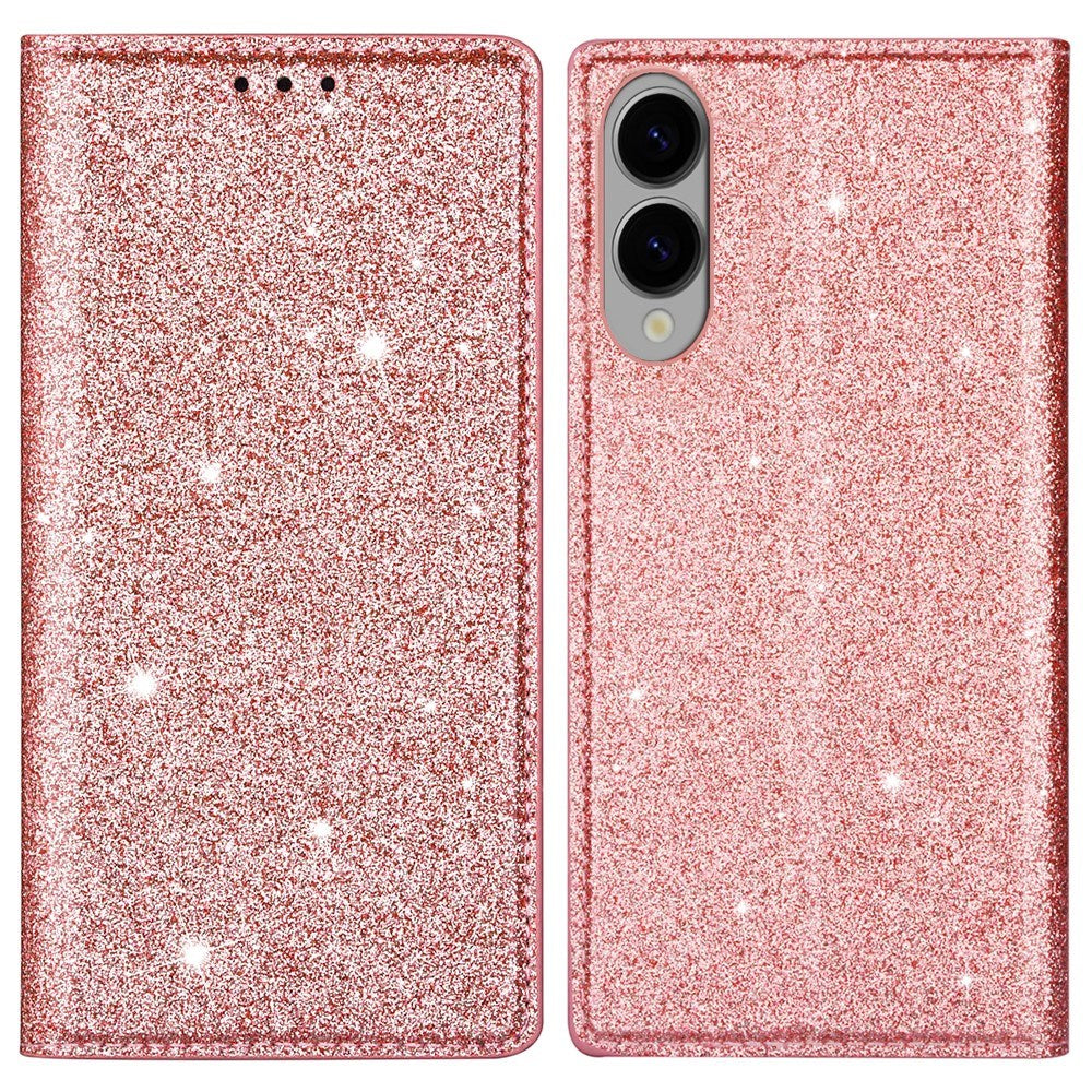EIDERWOOD Samsung Galaxy S25 Edge Faux Leather Flip Cover m. Lommebok - Glitter - Rose gull