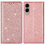 EIDERWOOD Samsung Galaxy S25 Edge Faux Leather Flip Cover m. Lommebok - Glitter - Rose gull